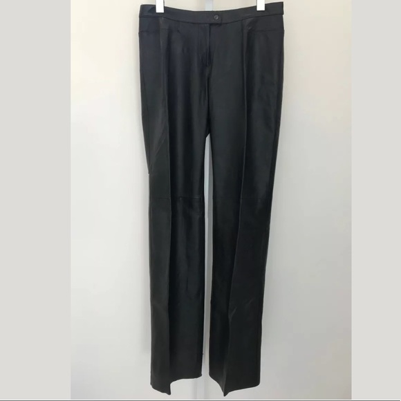 NEIL BARRETT BLACK LEATHER BOOTCUT PANTS SIZE SMALL - Picture 4 of 12